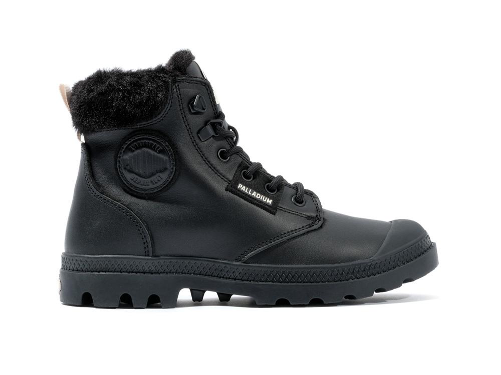 Black Women Palladium PAMPA HI SNOW WARM High Tops Shoes  USA |  JAI-469572