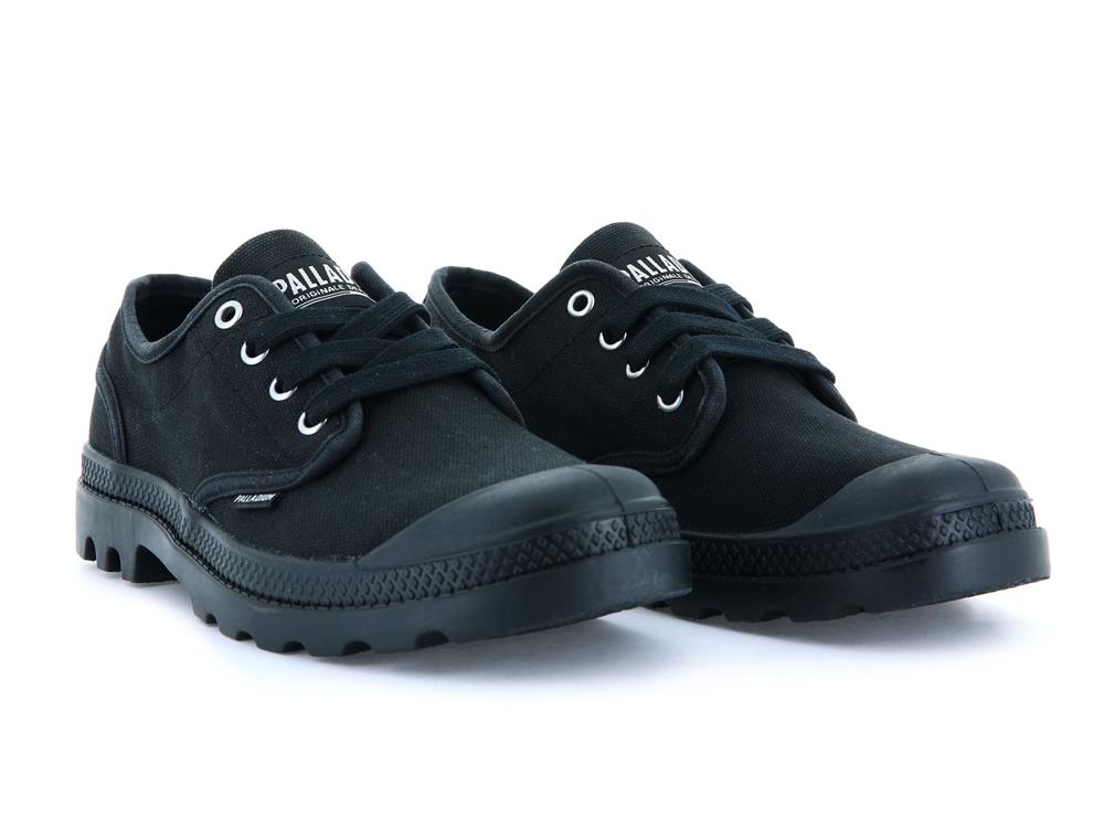 Black Women Palladium PAMPA OXFORD Low Tops Shoes  USA |  VUX-823506