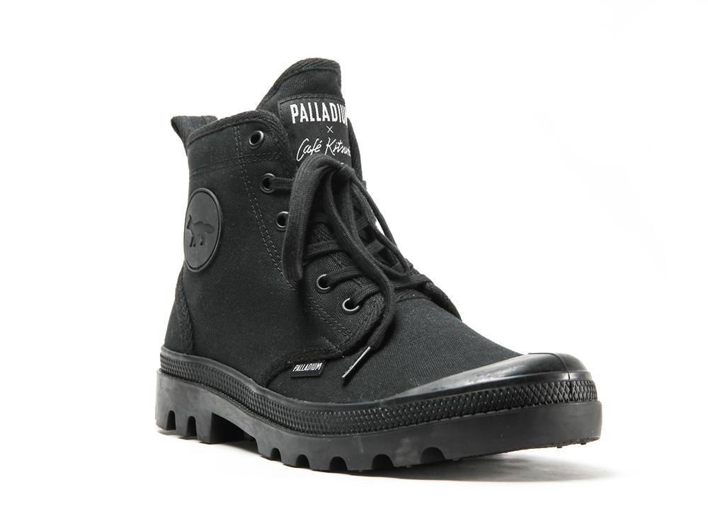 Black / Black Kids' Palladium PALLABROUSSE X KITSUNE High Top Boots  USA |  JWH-542697