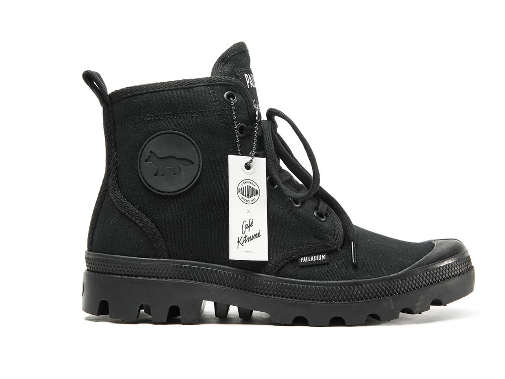 Black / Black Kids' Palladium PALLABROUSSE X KITSUNE High Top Boots  USA |  JWH-542697