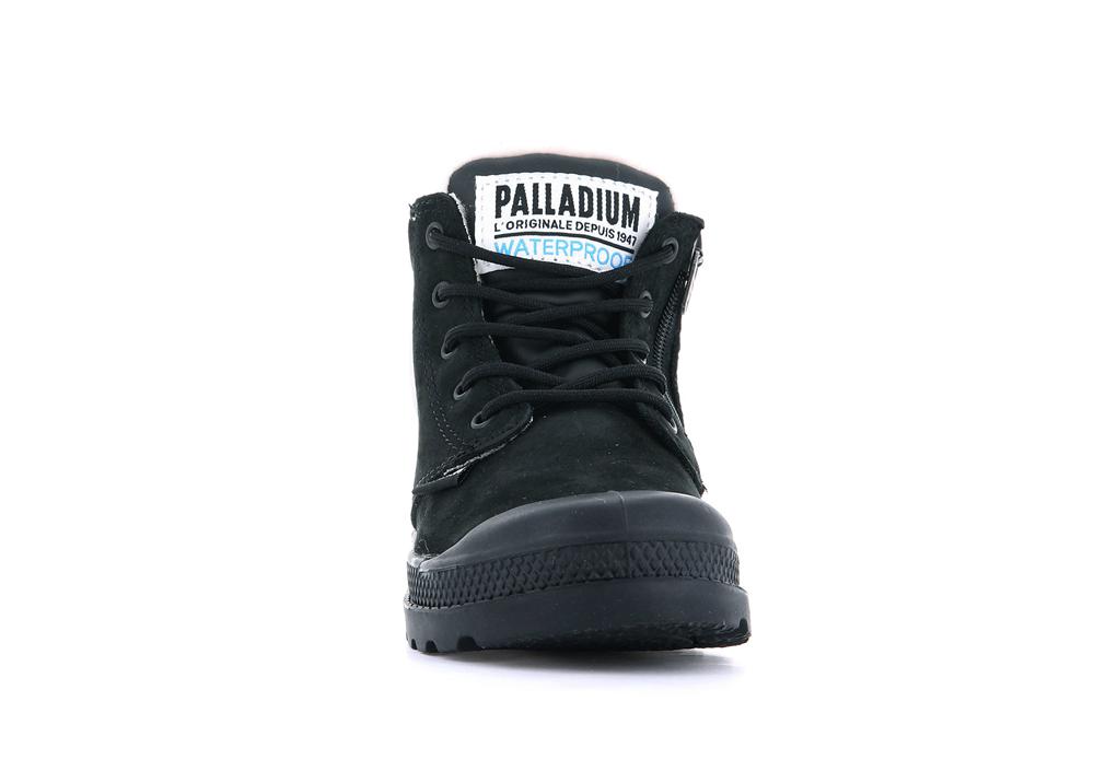 Black / Black Kids' Palladium PAMPA HI CUFF WPS OZ High Top Boots  USA |  JNL-432958