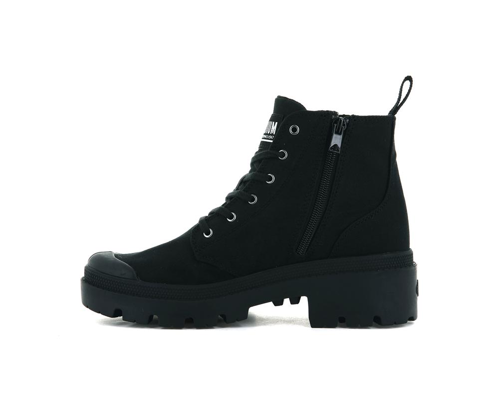 Black / Black Women Palladium PALLABASE TWILL High Top Boots  USA |  HRF-092648