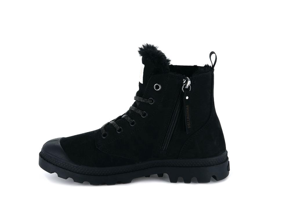 Black / Black Women Palladium PAMPA HI ZIP WL High Tops Shoes  USA |  PET-352089