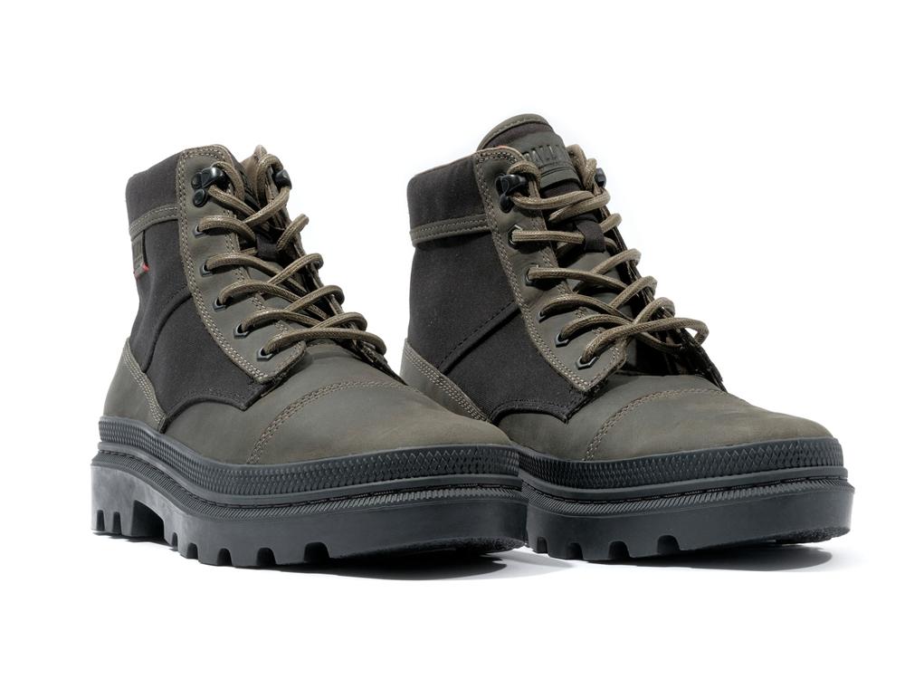 Black / Olive Night Men Palladium PALLATROOPER ROUGH High Top Boots  USA |  KYO-385714