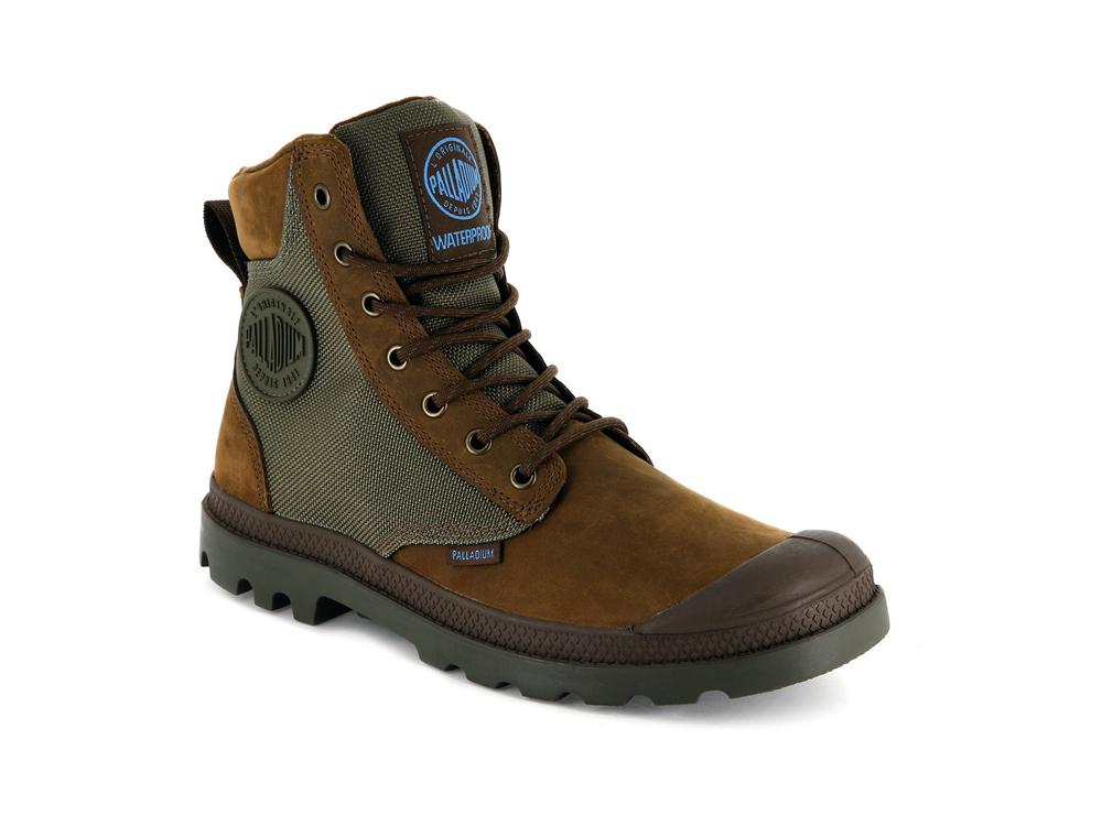 Bridle Brown / Moon Mist Men Palladium PAMPA SPORT CUFF WPN High Top Boots  USA |  EGK-342915