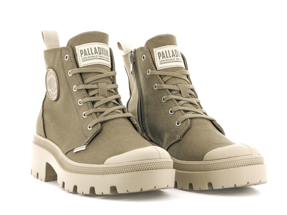 Butternut Green Women Palladium PALLABASE TWILL High Tops Shoes  USA |  NKR-627093