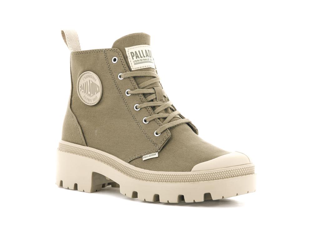 Butternut Green Women Palladium PALLABASE TWILL High Top Boots  USA |  JTZ-861249