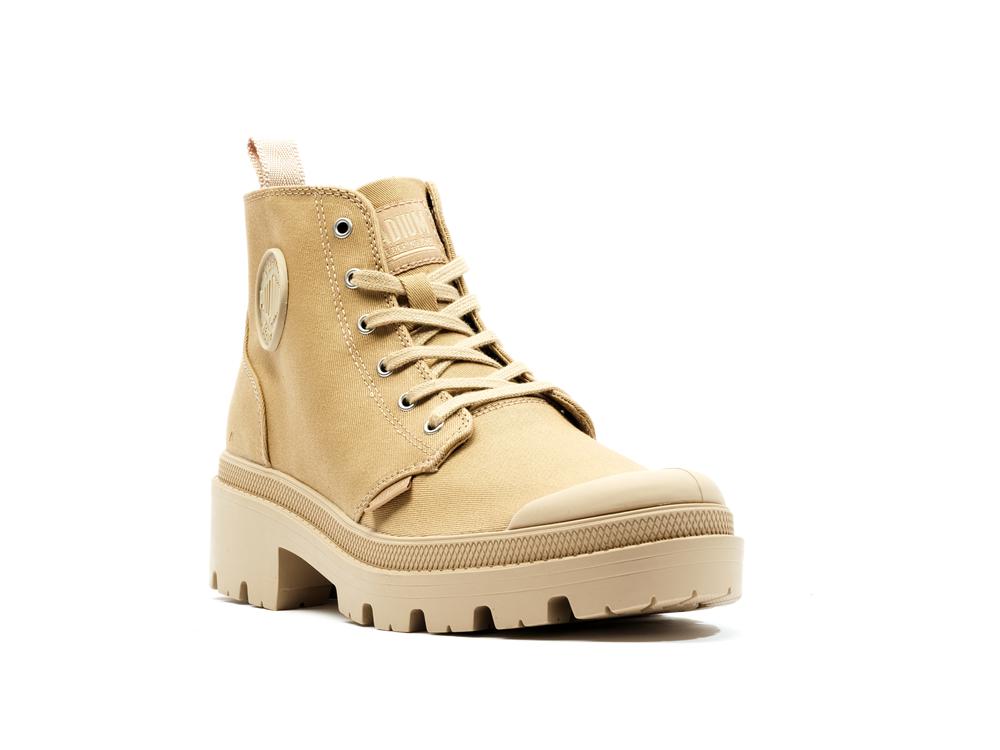 Caramel Brown Women Palladium PALLABASE TWILL High Top Boots  USA |  KHE-483107