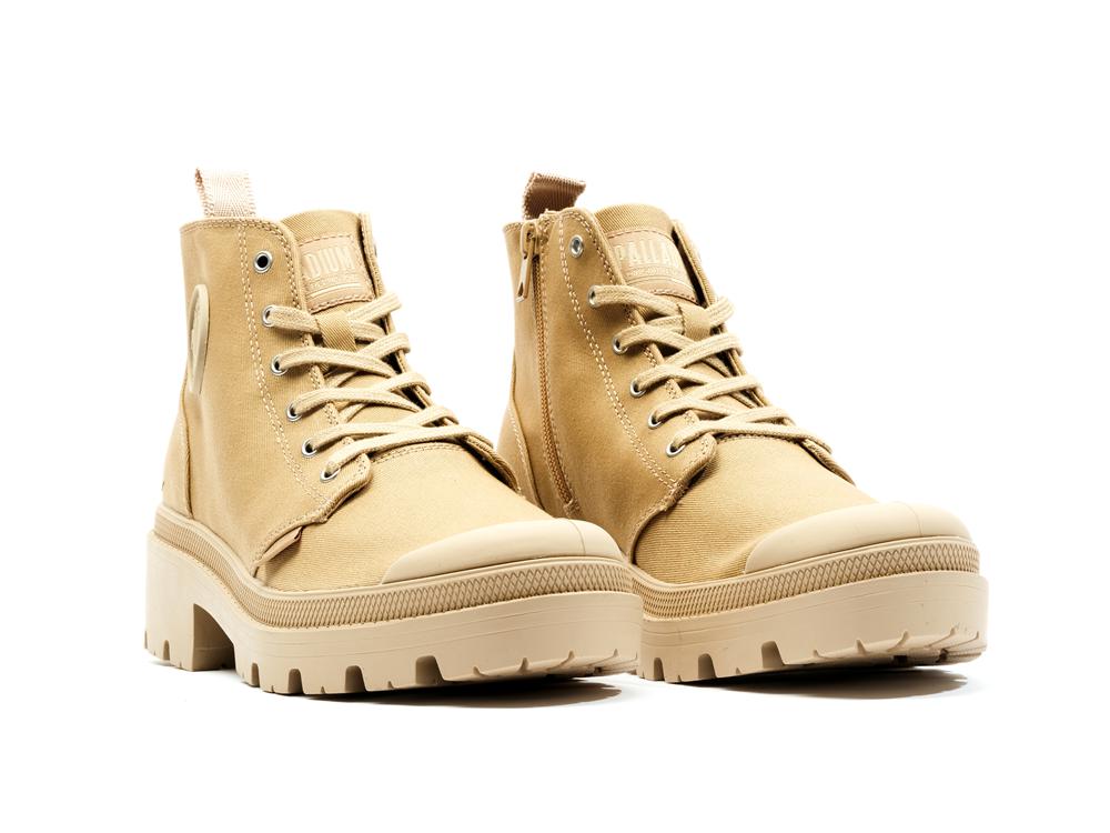 Caramel Brown Women Palladium PALLABASE TWILL High Top Boots  USA |  KHE-483107