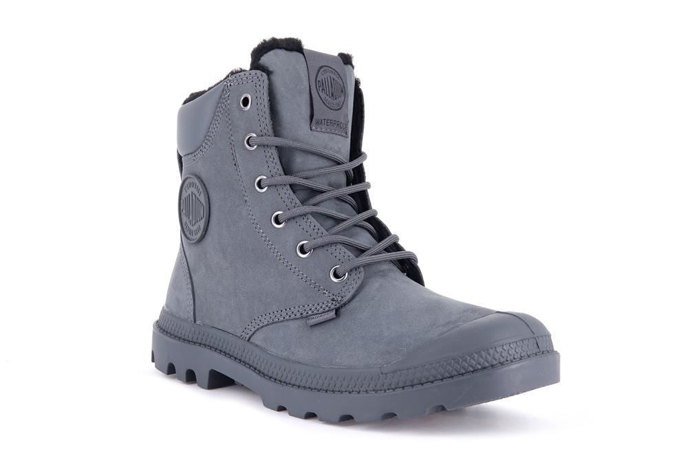 Dark Shadow Grey Kids' Palladium PAMPA SPORT CUFF WPS High Top Boots  USA |  YSV-974012