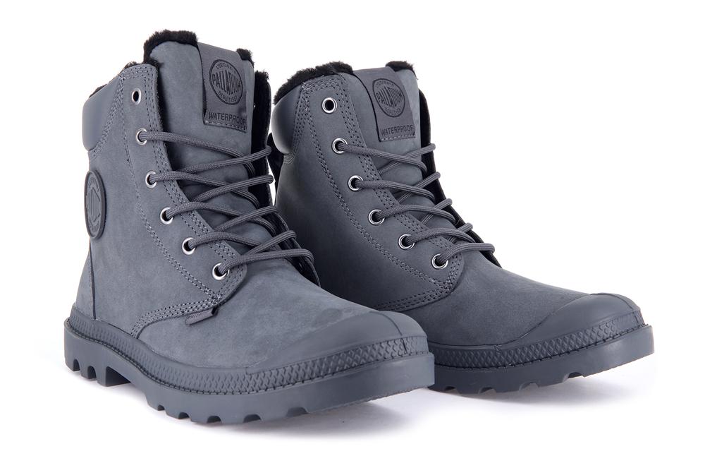 Dark Shadow Grey Kids' Palladium PAMPA SPORT CUFF WPS High Top Boots  USA |  YSV-974012