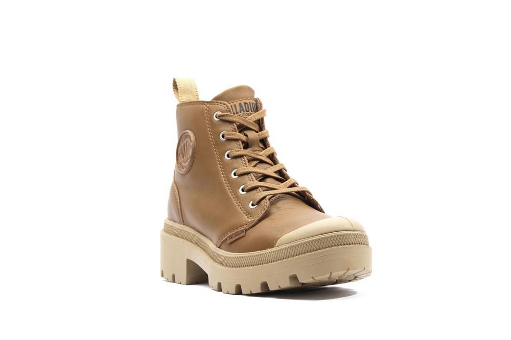 Dear Brown Women Palladium PALLABASE LEATHER High Top Boots  USA |  NJW-234105