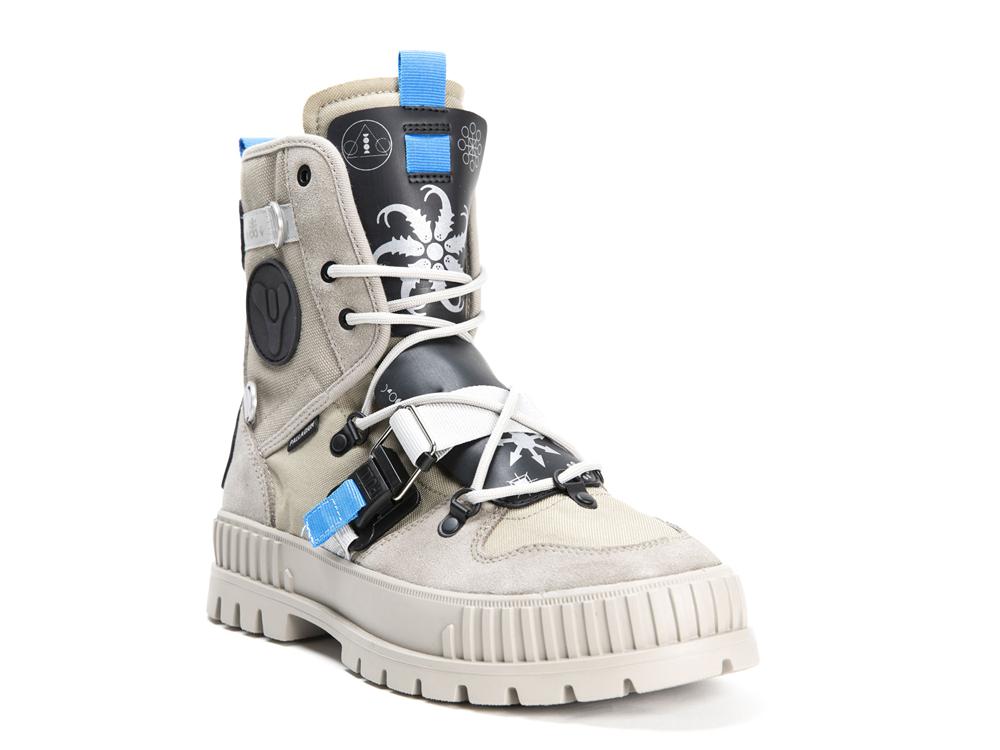 Dune Grey Kids' Palladium PALLASHOCK X DESTINY High Top Boots  USA |  EUD-561297