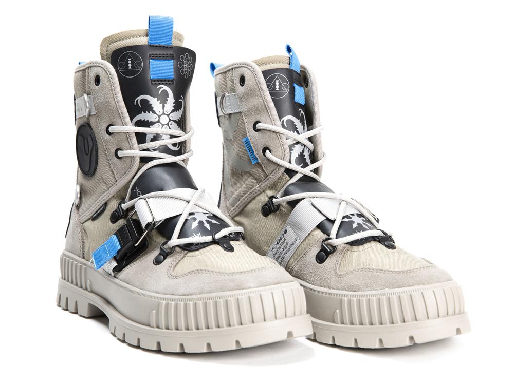 Dune Grey Kids' Palladium PALLASHOCK X DESTINY High Top Boots  USA |  EUD-561297