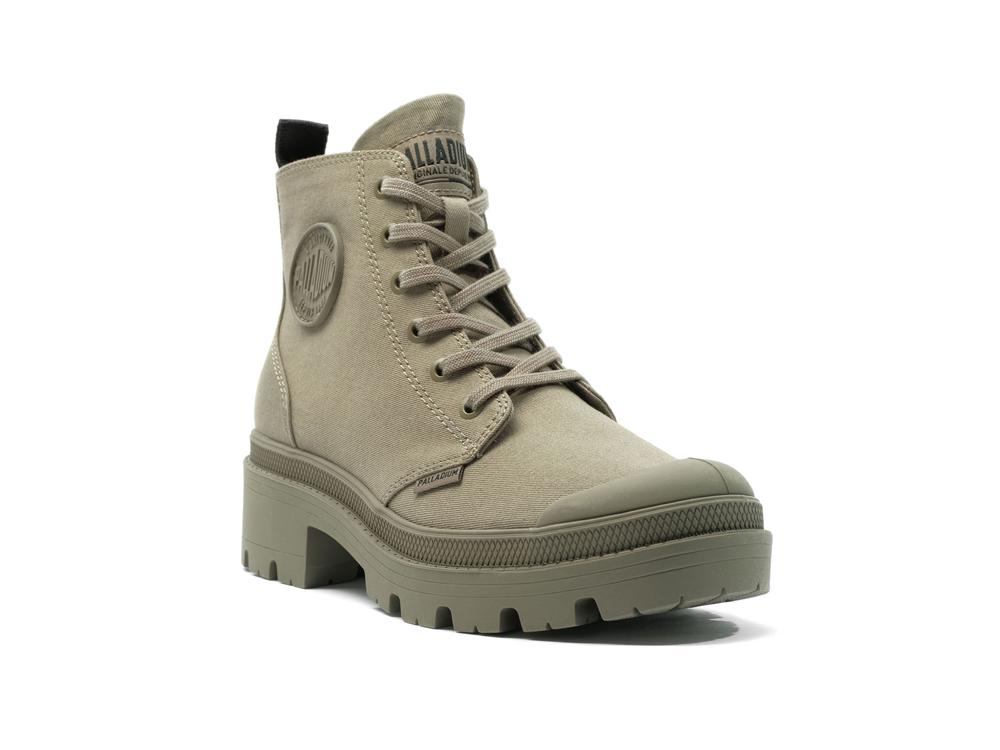 Dusky Green Women Palladium PALLABASE TWILL High Top Boots  USA |  KIQ-467158