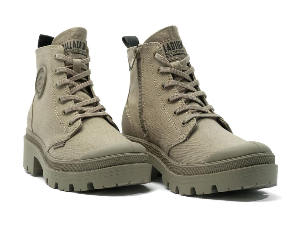 Dusky Green Women Palladium PALLABASE TWILL High Top Boots  USA |  KIQ-467158