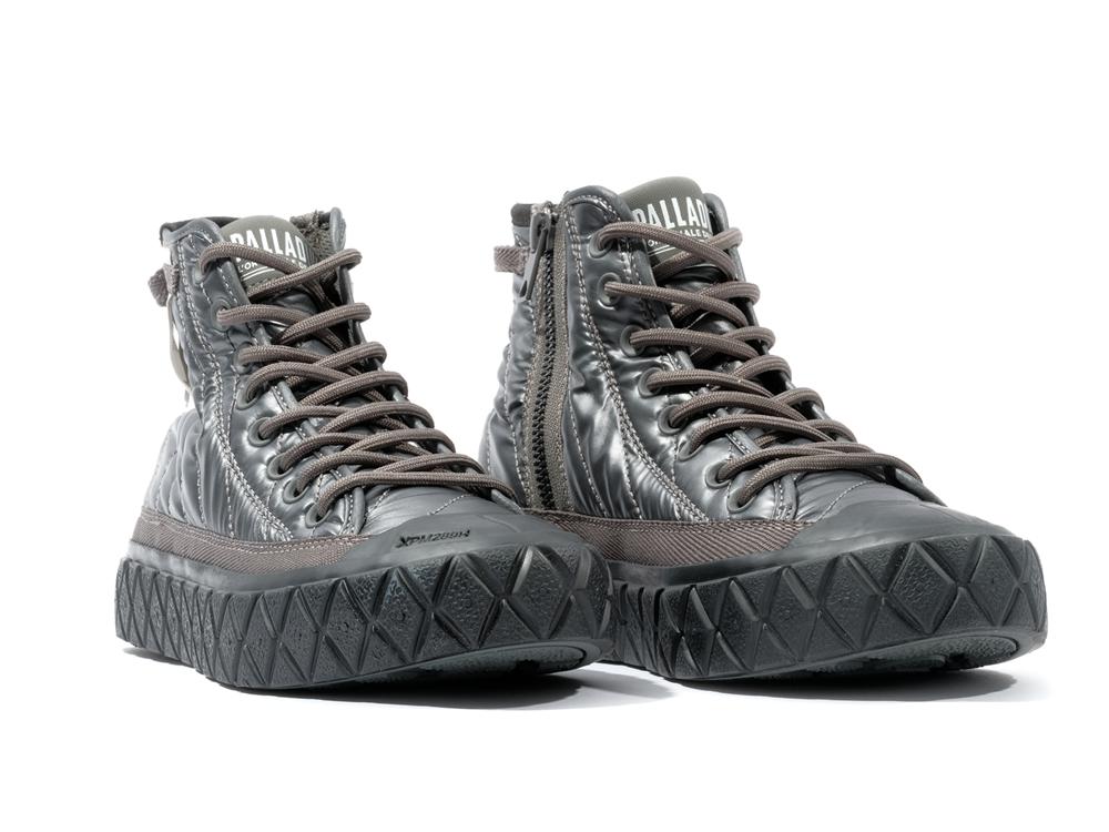 Gun Metal Grey Women Palladium PALLA ACE RE-QUILT W High Tops Shoes  USA |  GLC-072165