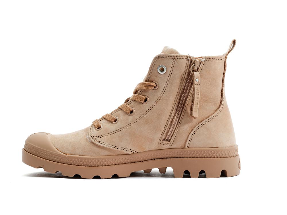 Nude Brown Women Palladium PAMPA HI ZIP WL High Tops Shoes  USA |  QLY-715089