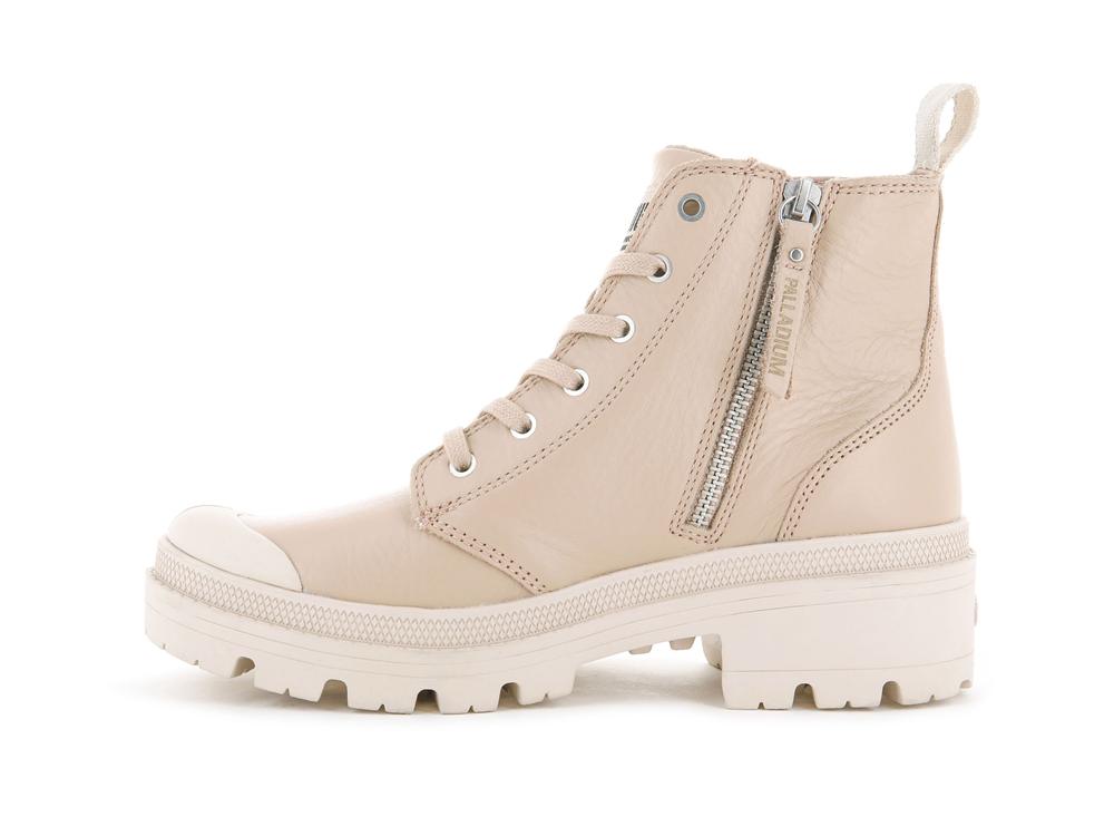 Nude Dust Pink Women Palladium PALLABASE LEATHER Heel Boots  USA |  PSR-601235