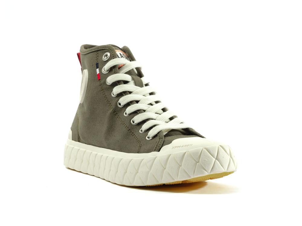 Olive Night Men Palladium PALLA ACE CANVAS MID High Top Sneakers  USA |  YCF-586302