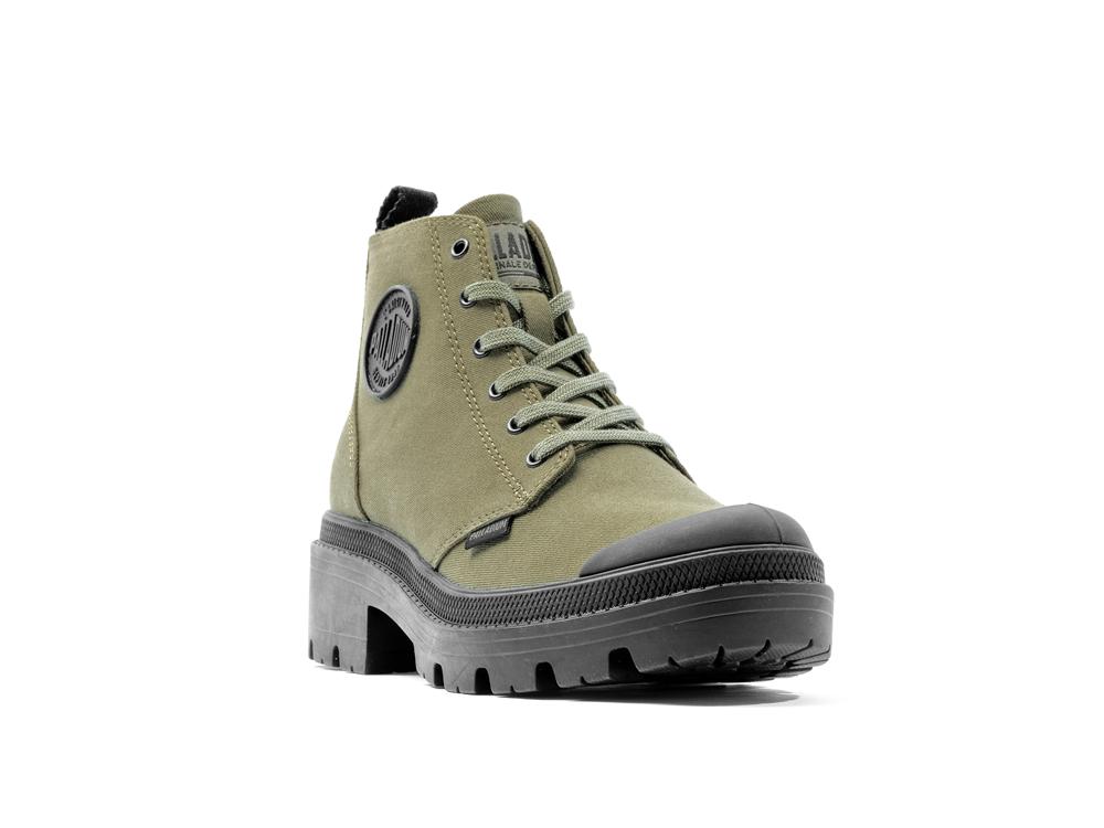 Olive Night Women Palladium PALLABASE TWILL High Tops Shoes  USA |  KQT-375609