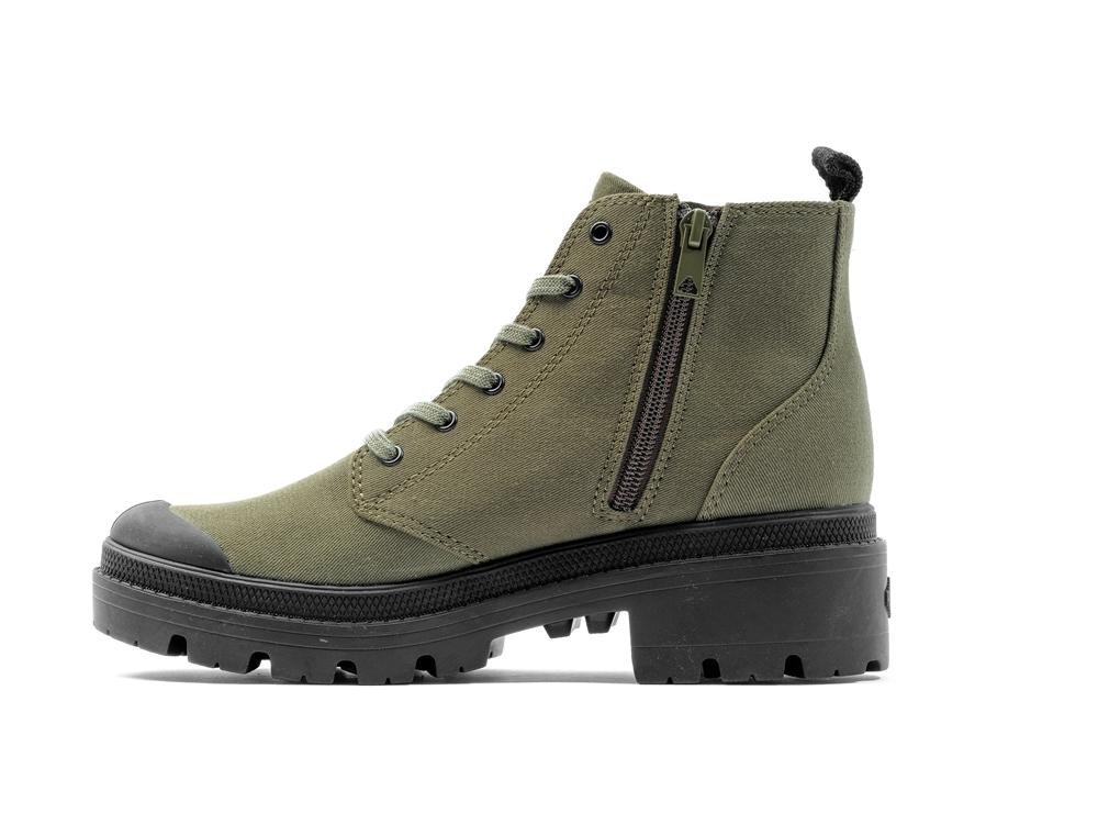 Olive Night Women Palladium PALLABASE TWILL High Tops Shoes  USA |  KQT-375609