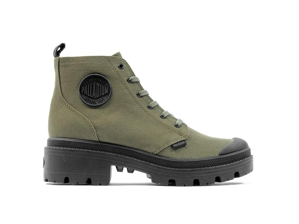 Olive Night Women Palladium PALLABASE TWILL High Tops Shoes  USA |  KQT-375609