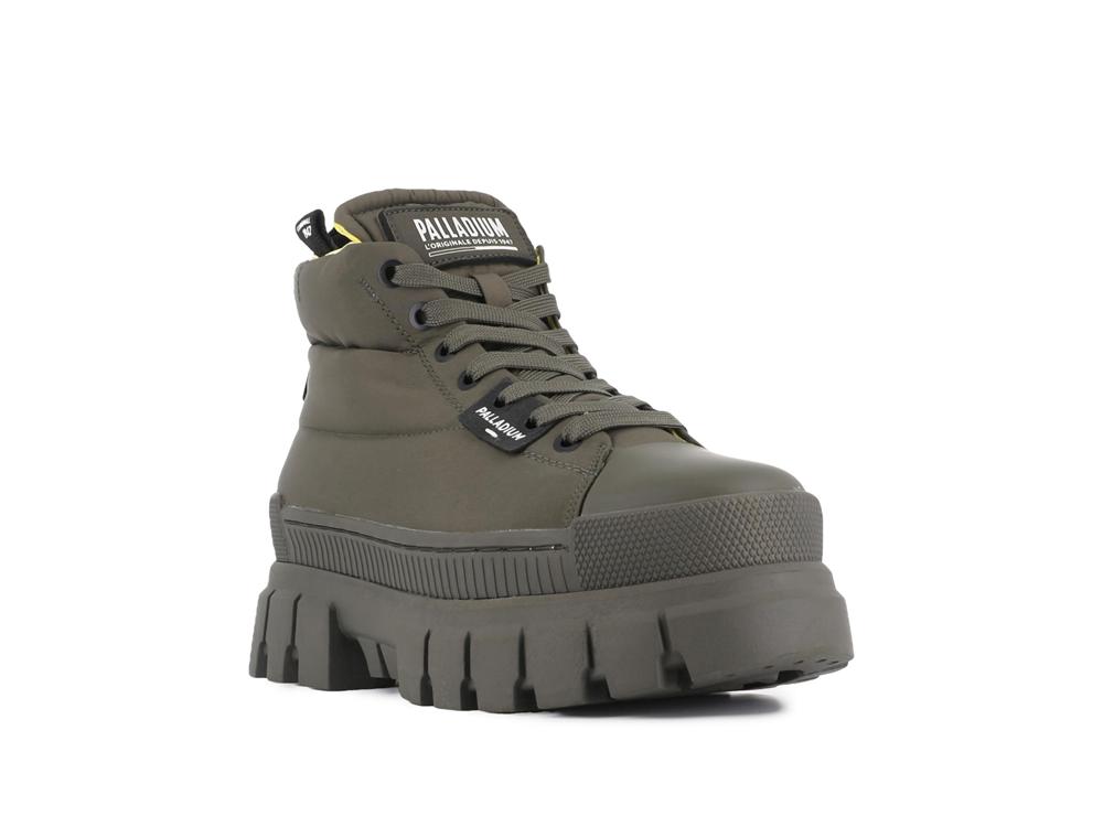 Olive Night Women Palladium REVOLT BOOT OVERCUSH High Top Sneakers  USA |  PDQ-468032