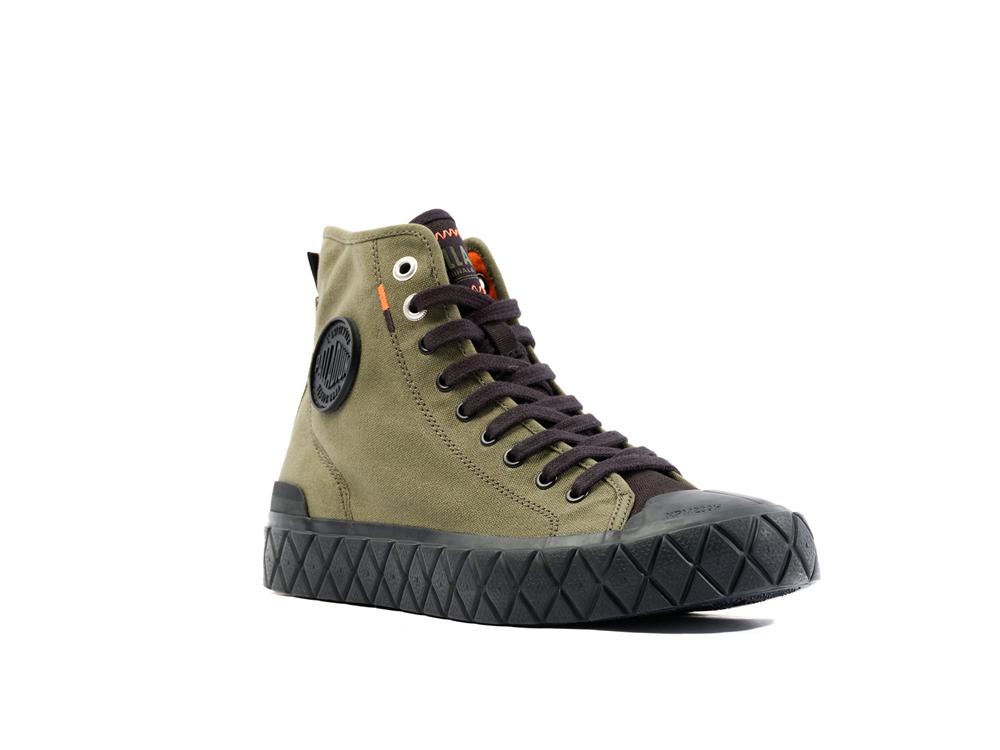 Olive Night / Black Men Palladium PALLA ACE CANVAS MID High Top Sneakers  USA |  RVZ-129580