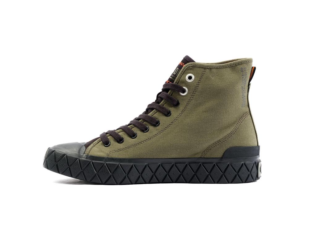 Olive Night / Black Men Palladium PALLA ACE CANVAS MID High Top Sneakers  USA |  RVZ-129580