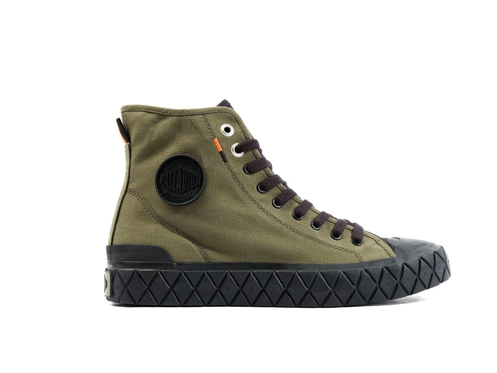 Olive Night / Black Men Palladium PALLA ACE CANVAS MID High Top Sneakers  USA |  RVZ-129580