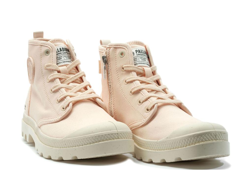 Peaskin Pink Women Palladium PAMPA HI ZIP ORGANIC High Tops Shoes  USA |  PWO-273958