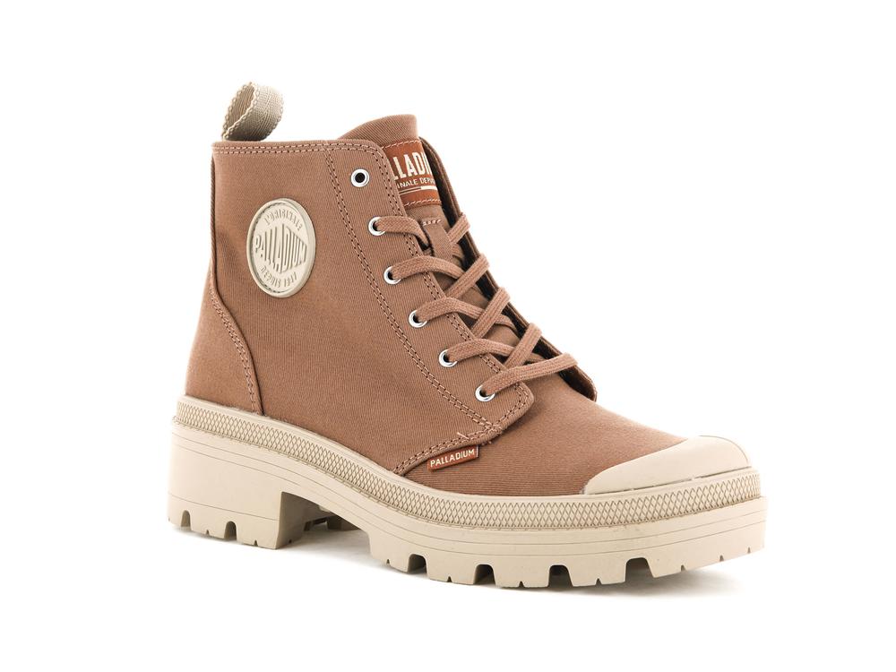 Peru Archive Brown Women Palladium PALLABASE TWILL High Top Boots  USA |  XIQ-160329