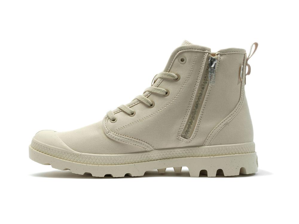 Sahara Beige Kids' Palladium PAMPA HI ZIP ORGANIC High Top Boots  USA |  AMR-438512