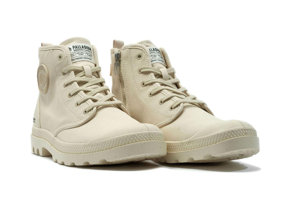 Sahara Beige Kids' Palladium PAMPA HI ZIP ORGANIC High Top Boots  USA |  AMR-438512