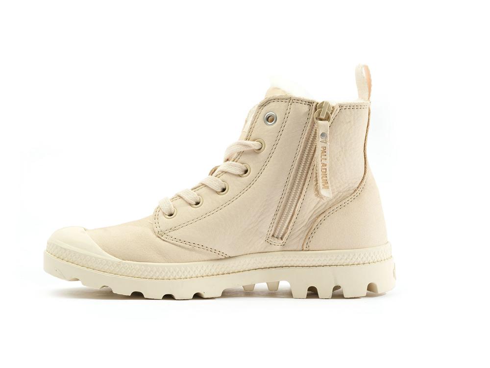 Sahara Beige Women Palladium PAMPA HI ZIP WL High Tops Shoes  USA |  IQB-863154