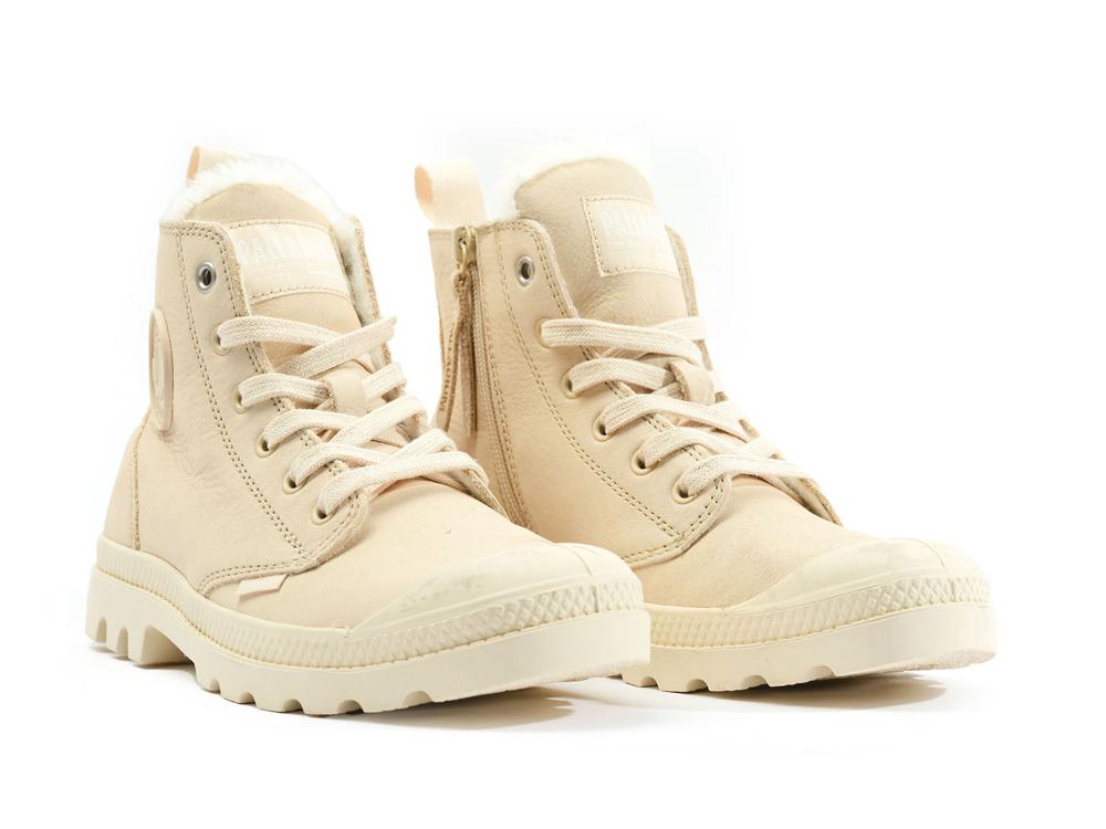 Sahara Beige Women Palladium PAMPA HI ZIP WL High Tops Shoes  USA |  IQB-863154