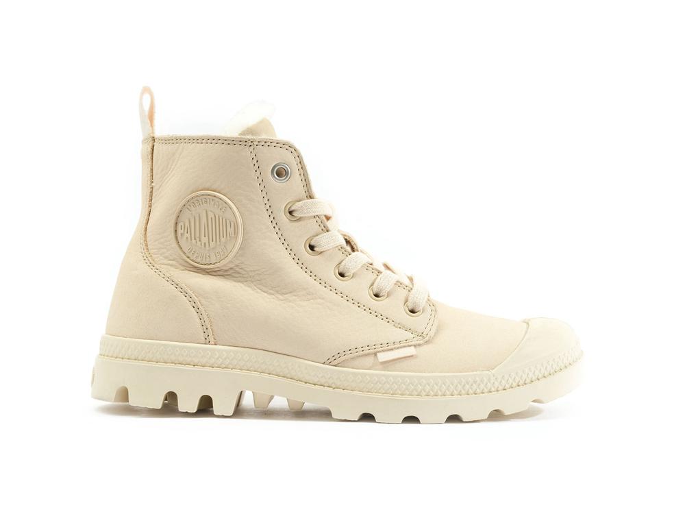 Sahara Beige Women Palladium PAMPA HI ZIP WL High Tops Shoes  USA |  IQB-863154