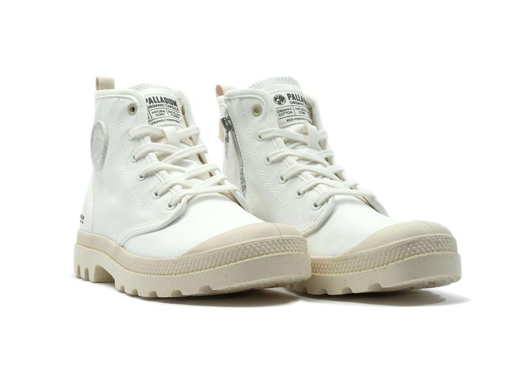 Star White Men Palladium PAMPA HI ZIP ORGANIC High Tops Shoes  USA |  IYH-530814