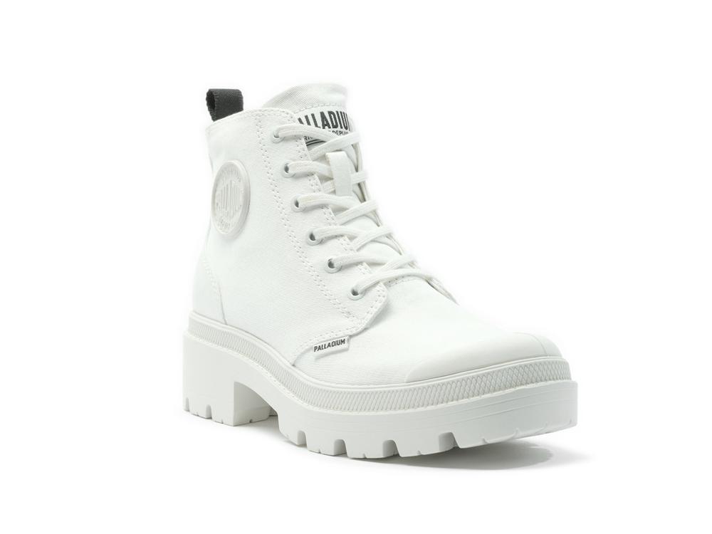 Star White Women Palladium PALLABASE TWILL High Tops Shoes  USA |  QCN-604392