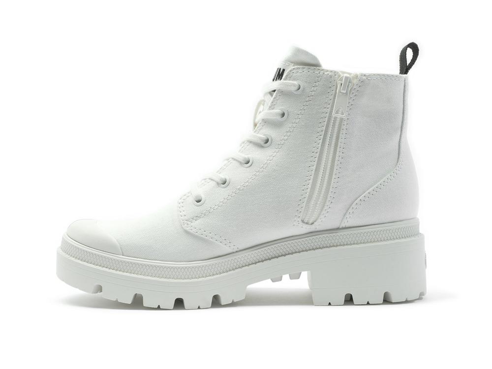 Star White Women Palladium PALLABASE TWILL High Tops Shoes  USA |  QCN-604392