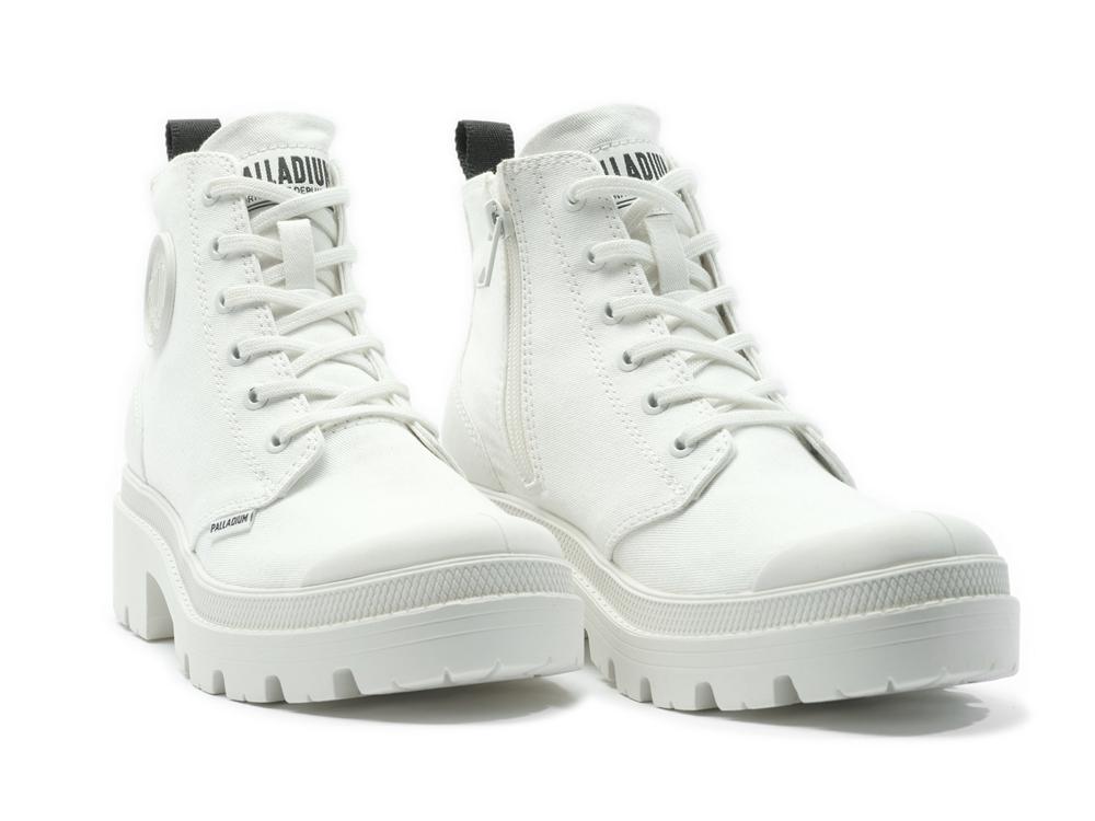 Star White Women Palladium PALLABASE TWILL High Tops Shoes  USA |  QCN-604392