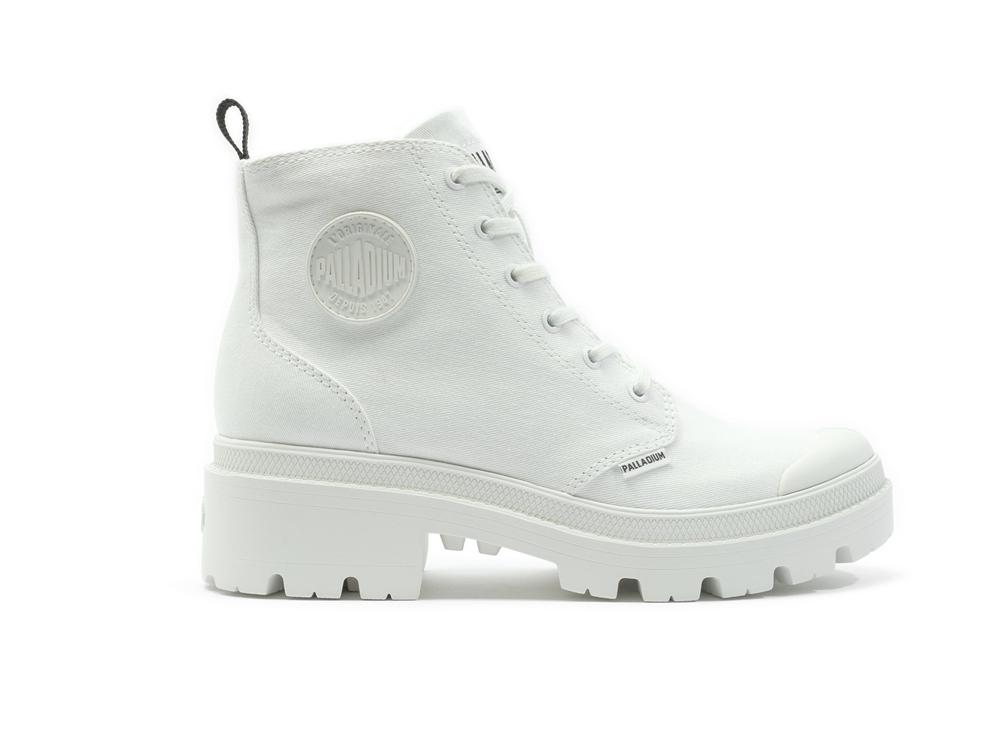 Star White Women Palladium PALLABASE TWILL High Tops Shoes  USA |  QCN-604392