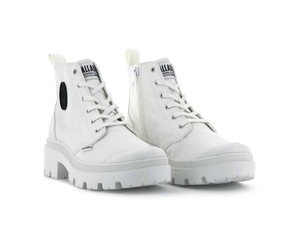 Star White Women Palladium PALLABASE TWILL High Tops Shoes  USA |  IPY-287649