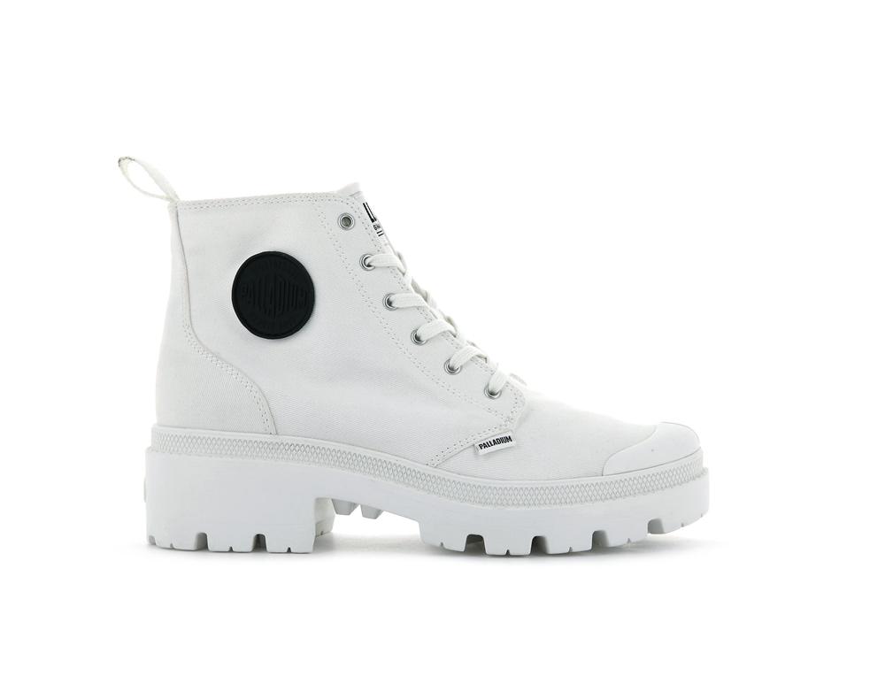 Star White Women Palladium PALLABASE TWILL High Tops Shoes  USA |  IPY-287649