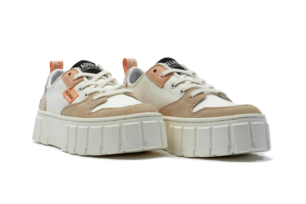 Tofu / Beige Tan Women Palladium PALLATOWER LO Low Tops Shoes  USA |  IMY-018346