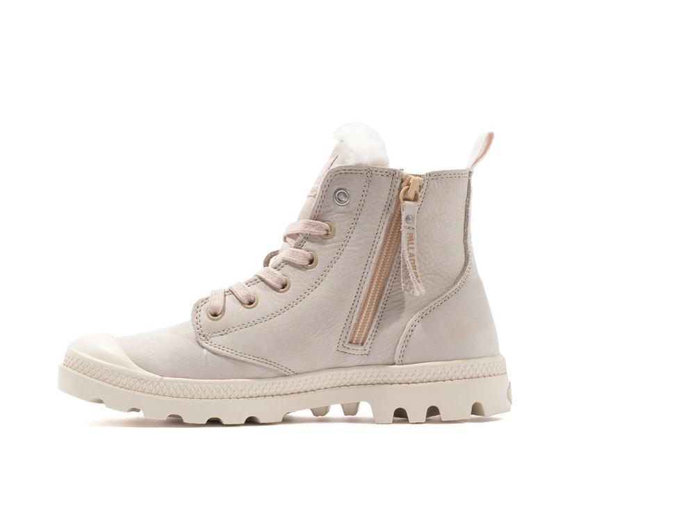 Warm Sand Brown Women Palladium PAMPA HI ZIP WL High Tops Shoes  USA |  XBR-930542