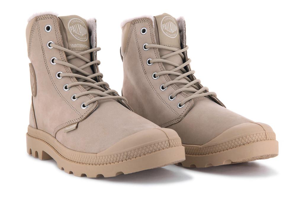 Warm Sand Brown Women Palladium PAMPA SPORT CUFF WPS High Top Boots  USA |  FAO-732150