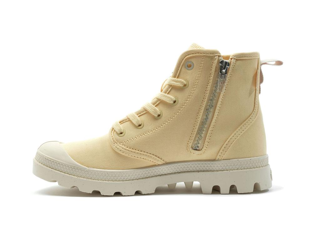 Yellow Crème Men Palladium PAMPA HI ZIP ORGANIC High Tops Shoes  USA |  KQO-659813