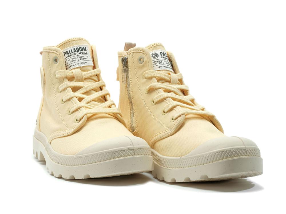 Yellow Crème Men Palladium PAMPA HI ZIP ORGANIC High Tops Shoes  USA |  KQO-659813